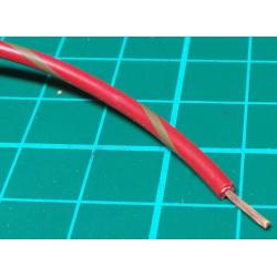 22AWG, 0.5mm2, Stranded, PVC, 105deg, Red (Brown Tracer)