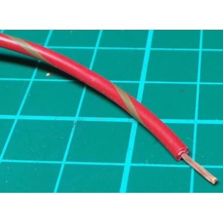 22AWG, 0.5mm2, Stranded, PVC, 105deg, Red (Brown Tracer)