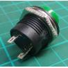 Switch, Push button, SPST, Momentary, R13-507, OFF-(ON), 250V, 3A, for 16mm hole, Green
