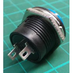 Switch, Push button, SPST, Momentary, R13-507, OFF-(ON), 250V, 3A, for 16mm hole, Blue