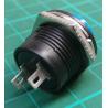 Switch, Push button, SPST, Momentary, R13-507, OFF-(ON), 250V, 3A, for 16mm hole, Blue