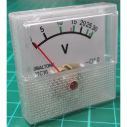 Panel Meter, Analogue, 0-15V, 40x40mm