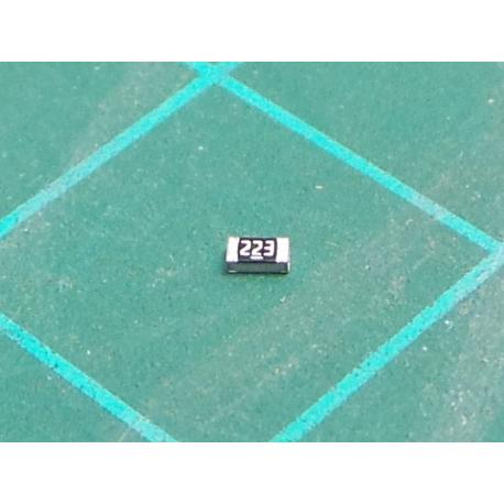 SMD Chip Resistor, 22 kohm, ± 1%, 100 mW, 0603 [1608 Metric], Thick Film, General Purpose, Farnell 923-8646