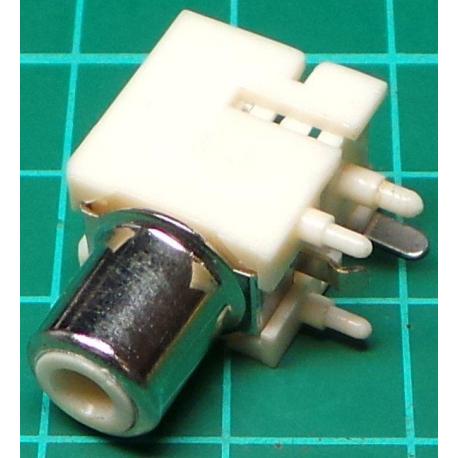 RCA socket, PCB mount, White