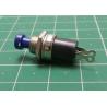 Switch SPST, Push to make, Non-Latching, Panel Mount, PBS-10B, OFF-(ON), 250V, 0.5A, Blue