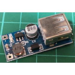 DC to DC Step Up Converter, 0.5-5V In, 5V Out, 0.5A, USB connector Output