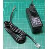 PSU, 6V DC, 1A, RJ10 Connector on PSU, Cable to bare wires, Euro Plug