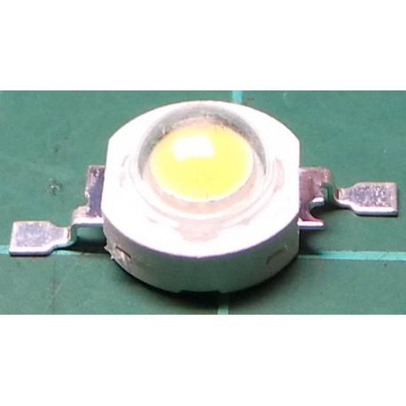 LED, White, 1W, 10mm, 3.2-3.4V, 100-110 Lm, 120deg