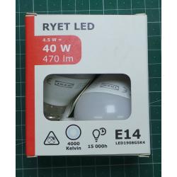 Bulb, LED, E14, 4000 Kelvin, 4.5W, 470 Lumen, 230V, Price per bulb