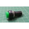 Switch, SPST, Momentary, PBS-11B, OFF-(ON), Push to Make, 250V, 1A, Green