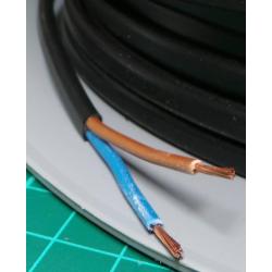 Mains Flex Cable, 2 Core, 19AWG, 0.75mm2, Stranded, PVC, 70deg, Black