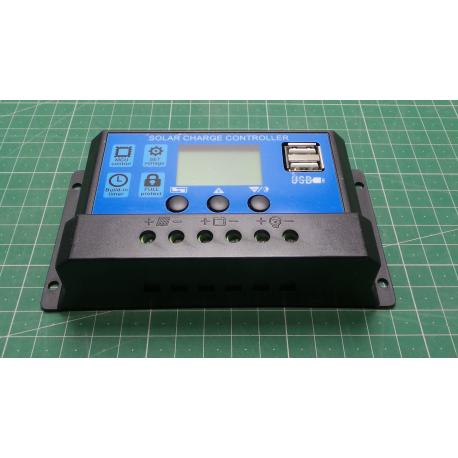 Solární regulátor PWM YJSS30 12-24V/30A+USB pro Pb baterie