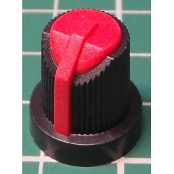 Knob, for 6mm knurled shaft, Red, Style 5
