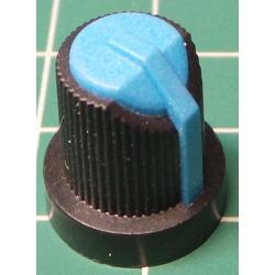 Knob, for 6mm knurled shaft, Blue, Style 5
