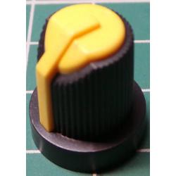 Knob, for 6mm knurled shaft, Yellow, Style 5