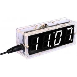 LED digital clock kit - white with thermometer and speaker