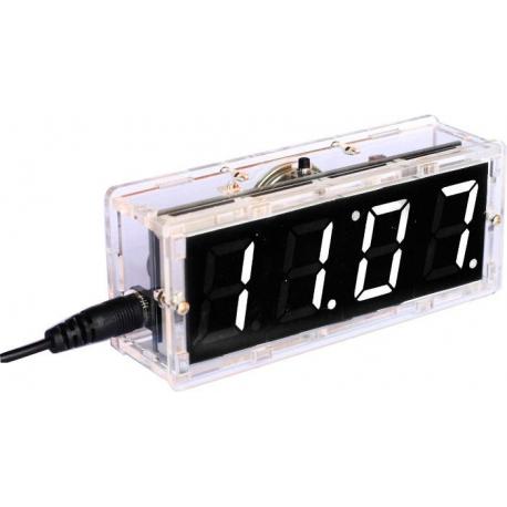 Digitální hodiny LED- bílé s teploměrem a reproduktorem STAVEBNICE