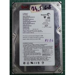 USED Hard Disk: Segate,U Series 9, ST380012A,P/N: 9W6002-060,Desktop,IDE,80GB tested good,no bad sectors or SMART errors