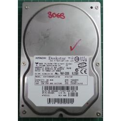 USED Hard Disk: HITACHI, HDS728080PLAT20, P/N: 0A31606, Desktop,IDE,80GB tested good,no bad sectors or SMART errors