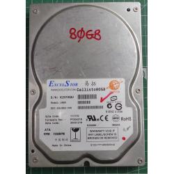 USED Hard Disk: ExcelStor ,Callisto80GB, J880,Desktop,IDE,80GB tested good,no bad sectors or SMART errors