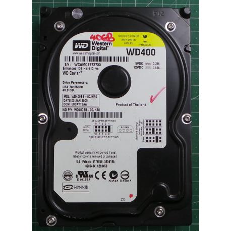 USED Hard Disk: WD400, WD Caviar, WD400BB-22JHA0, Desktop,IDE,40GB tested good,no bad sectors or SMART errors