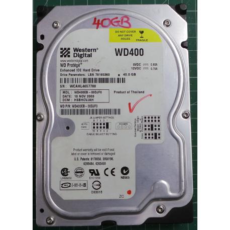 USED Hard Disk: WD400, WD Protégé, WD400EB-00DJF0, Desktop,IDE,40GB tested good,no bad sectors or SMART errors