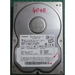USED Hard Disk: HITACHI, IC35L060AVV207-0, P/N: 07N9673, Desktop,IDE,40GB tested good,no bad sectors or SMART errors