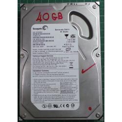 USED, Hard Disk, Seagate, Barracuda 7200.9, ST3402111A, P/N: 9BD01A-302, Firmware: 3.AAD, Desktop, IDE, 40GB