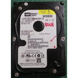 USED Hard Disk: WD800, WD Caviar, WD800JD-60LSA0, Desktop,SATA,80GB