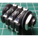 Jack Socket, 6.3mm, Stereo, Plastic, Panel Mount, with Switch, Metal Nut