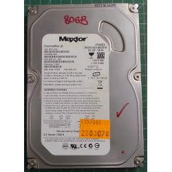 USED Hard Disk: MAXTOR, DiamondMax 20, 6P080E0, P/N: 9DR131-326, Desktop,SATA,80GB tested good,no bad sectors or SMART errors