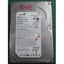 USED Hard Disk: Segate,Barracuda 7200.9,ST380811AS,P/N:9CC131-302,Desktop,SATA,80GB tested good,no bad sectors or SMART errors