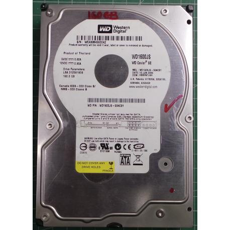 USED Hard Disk,WD1600JS, WD Caviar, WD1600JS-55NCB1,Desktop, SATA, 160GB tested good, no bad sectors or SMART errors