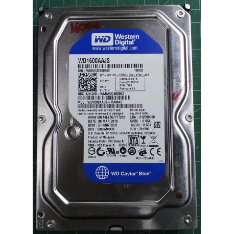 USED Hard Disk,WD1600AAJS, WD Caviar, WD1600AAJS-75M0A0,Desktop, SATA, 160GB tested good, no bad sectors or SMART errors