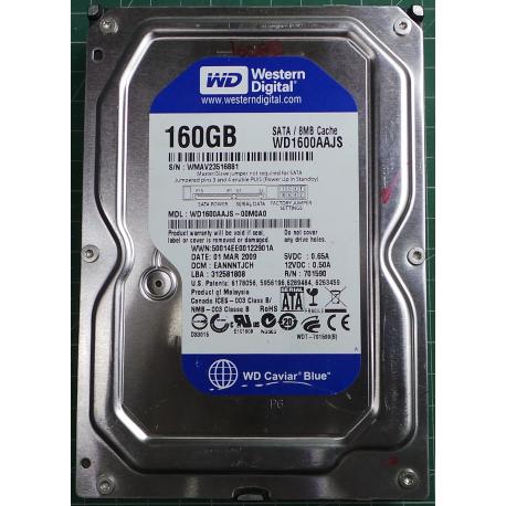 USED Hard Disk,WD1600AAJS, WD Caviar, WD1600AAJS-00M0A0,Desktop, SATA, 160GB tested good, no bad sectors or SMART errors