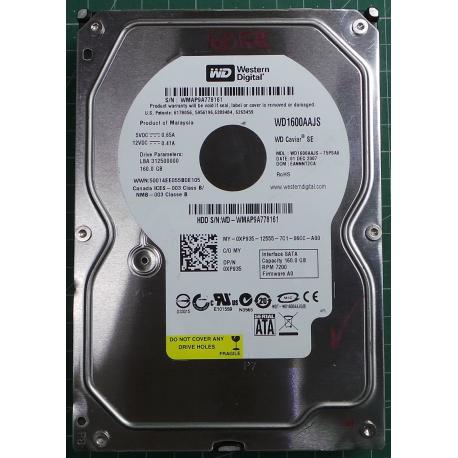 USED Hard Disk,WD1600AAJS, WD Caviar, WD1600AAJS-75PSA0,Desktop, SATA, 160GB tested good, no bad sectors or SMART errors