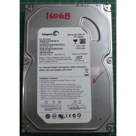 USED Hard Disk:Segate,Barracuda 7200.10,ST3160815AS,P/N:9CY132-304,Desktop,SATA,160GB tested good,no bad sectors or SMART errors