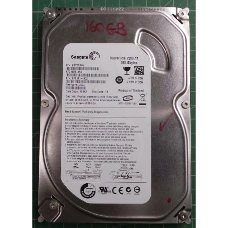 USED Hard Disk:Segate,Barracuda 7200.11,ST3160813AS,P/N:9FZ181-302,Desktop,SATA,160GB tested good,no bad sectors or SMART errors