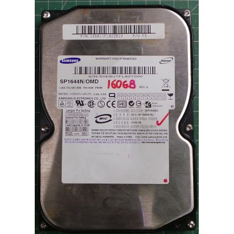 USED Hard Disk,SAMSUNG,SP1644N/OMD,P/N:145811FL822610,Desktop, IDE, 160GB tested good, no bad sectors or SMART errors