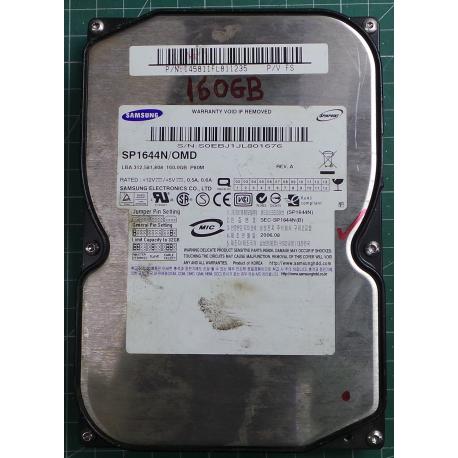 USED Hard Disk,SAMSUNG,SP1644N/OMD,P/N:145811FL811235,Desktop, IDE, 160GB tested good, no bad sectors or SMART errors