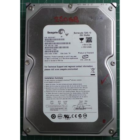 USED Hard Disk,Segate,Barracuda 7200.10,ST3250620AS,P/N:9BJ14E-308,Desktop,SATA,250GB,tested good,no bad sectors or SMART errors