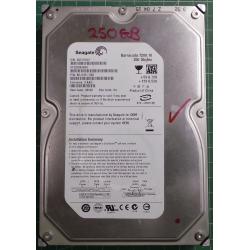 USED Hard Disk,Segate,Barracuda 7200.10,ST3250820AS,P/N:9BJ13E-505,Desktop,SATA,250GB,tested good,no bad sectors or SMART errors