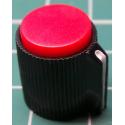 Knob, Red, for 6mm shaft, Ø13x15mm, Screw Fixing - Metal Insert, Style 8