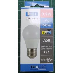 Bulb, LED, 9.5W, 230V, E27, A50, Cold White
