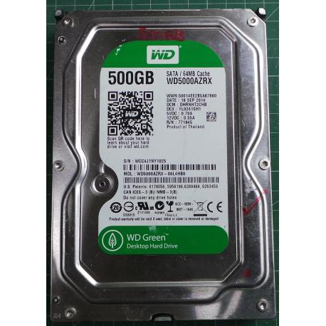 USED Hard Disk,WD5000AZRX,WD Green,WD5000AZRX-00L4HB0,Desktop,SATA,500GB tested good,no bad sectors or SMART error