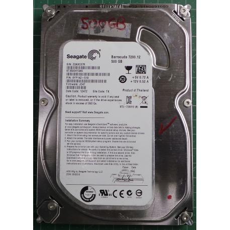 USED Hard Disk,Segate,Barracuda 7200.12,ST3500413AS,P/N:9YP142-519,Desktop,SATA,500GB tested good,no bad sectors or SMART error