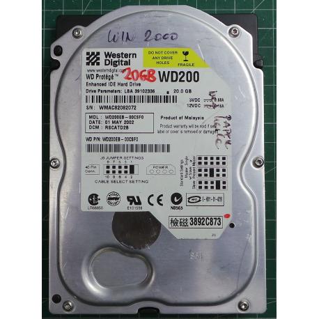 Used, Hard disk,WD200,WD Protégé,WD200EB-00CSF0,Deskop, IDE, 20GB tested good, no bad sectors or SMART errors