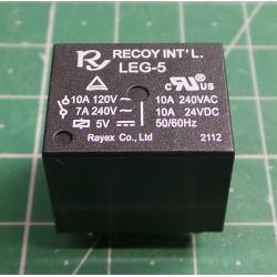 Relay: electromagnetic, SPDT, Ucoil: 5VDC, Icontacts max: 10A, PCB