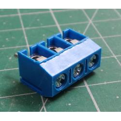 PCB terminal block, angled 90°, 5mm, ways: 3, on PCBs, 1.5mm2, 16A