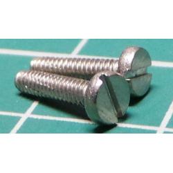 Screw, M2x8, Cheese Head , Slotted, Stainless Steel